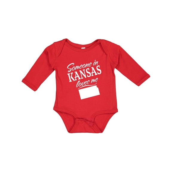 Inktastic Someone in Kansas Loves Me Boys or Girls Long Sleeve Baby Bodysuit