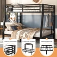 thumbnail image 6 of Full XL over Queen Bunk Bed, Heavy Duty Metal Bunk Bed Frame with Storage Bag, 4 Removable Hooks, Guardrails, Ladders, Underbed Storage, Black, 6 of 8