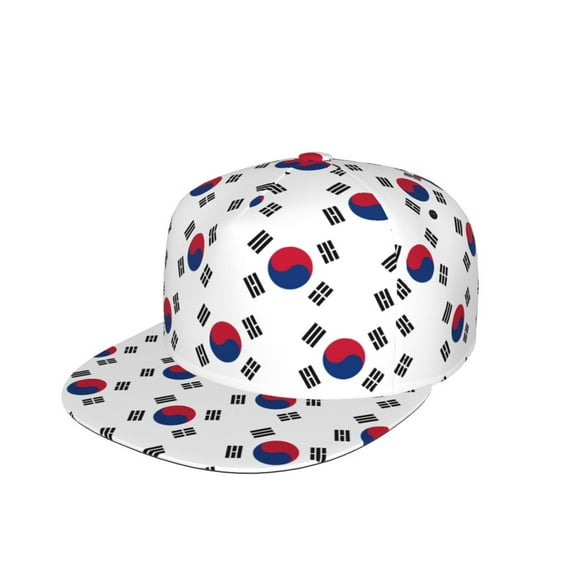 South Korean Flag Flat Brim Trucker Cap Adjustable Snapback Hat For Men Women