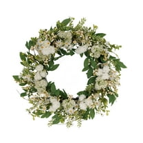 30" Green and White Puleo International Artificial Chrysanthemum Floral Spring Wreath