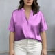 thumbnail image 3 of Mujeres Más Tamaño Manga Corta Tops Color Sólido Cuello Redondo Casual Camiseta Suave Transpirable, Mujeres Más Tamaño de Verano Tops, 3 of 5