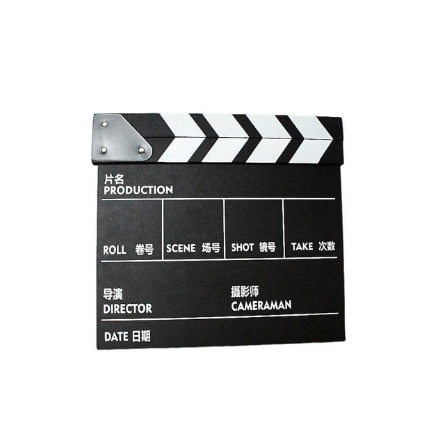 Inteprter Clapperboard de película, accesorio, placa de aviso, patrón impreso, resistente, grabación de vídeo, Director, claquetas, tableros de Electrónica negro chino grande 30*27 CM