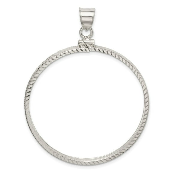 Sterling Silver 39.4 x 3.1mm 1 oz. Silver Town Diamond Cut Coin Bezel Penda