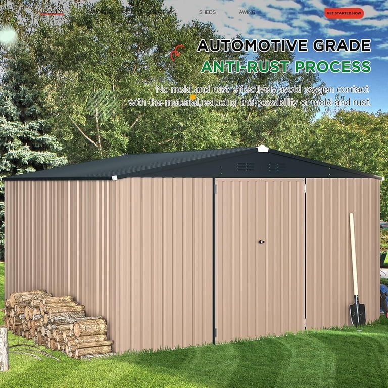 ２枚セットARCODIO GINOロイヤルオックス40-82 新品と美品 AECOJOY 12'x10' Outdoor Storage Shed, Sturdy Metal Shed in Brown