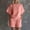 Pink, variant on Morttic Women's Solid Color 2 Piece Set – Stand Collar Half Button Batwing Top & High Waist Rolled Shorts with Pockets White,S