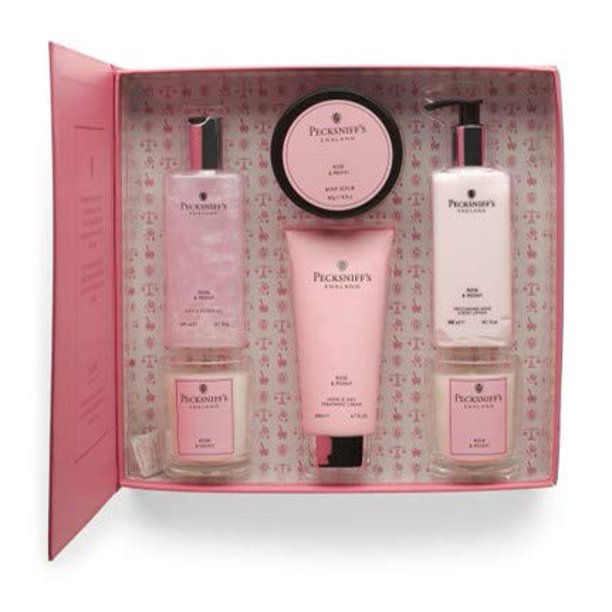 Pecksniffs Rose and Peony Deluxe Pamper Gift Set 6 pcs Peaceful Space