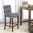 thumbnail image 2 of HomePop Geo Brights Navy Blue Upholstered Barstool 29" bar height, 2 of 13