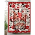 thumbnail image 2 of Fsddascl Valentine's Shower Curtain Set - Extra Long 72" x 96" Washable Bathtub Curtain with 12 Hooks, Pink Red Gnomes Love Black Watercolor Waterproof Fabric Stall Shower Curtains for Bathroom, 2 of 6