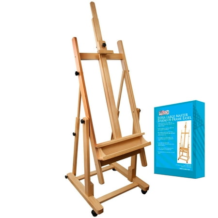 Deluxe Tabletop Studio - US Art Supply MALIBU H-Frame Deluxe Adjustable Wood Studio Easel w/ Tilt Paint