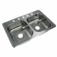 thumbnail image 5 of transolid stde33227-3 select 3-hole drop-in 50/50 double bowl 20-gauge stainless steel kitchen sink, 33-in x 22-in x 7-in, brushed finish, 5 of 6
