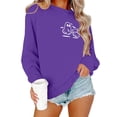 thumbnail image 3 of Halloween Sweatshirt for Women Cozy Autumn Sweatshirt Relaxed Fit Hoodless Pullover for Women Comfort Stylish Casual Wear Season Versatile Layer Purple 3XL, 3 of 5
