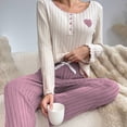 thumbnail image 4 of Blmnix Pajama Pants Sleepwear Sets Cute Pajama Petite Pajamas Pjs Full Long Sleeve Pink Boat Neck Womens Pajama Sets Shorts,L, 4 of 8
