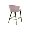 thumbnail image 2 of HomeStock City Chic Modern, Contemporary Velvet Upholstered Counter Height Stool with Channel Tufting and Gold Tipped, Black Metal Legs, Grey, 20" W x 21" D x 36.5" H-Color:Pink, 2 of 10