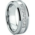 thumbnail image 1 of Tungsten Carbide Men's Engagement Wedding Band Ring with Center,Cubic Zirconia 8mm,, 1 of 5