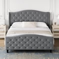 thumbnail image 2 of Huloretions Queen Size Bed Frame With Velvet Upholstered,Platform Bed With Headboard And Footboard,Noise-Free Easy Assembly No Box Spring Needed, 2 of 6