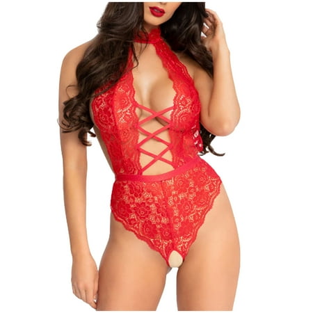 

Utoimkio Plus Size Lingerie for Women Sexy Lace One Piece Bodysuits Teddy Babydoll Lace Fishnet Bodysuit