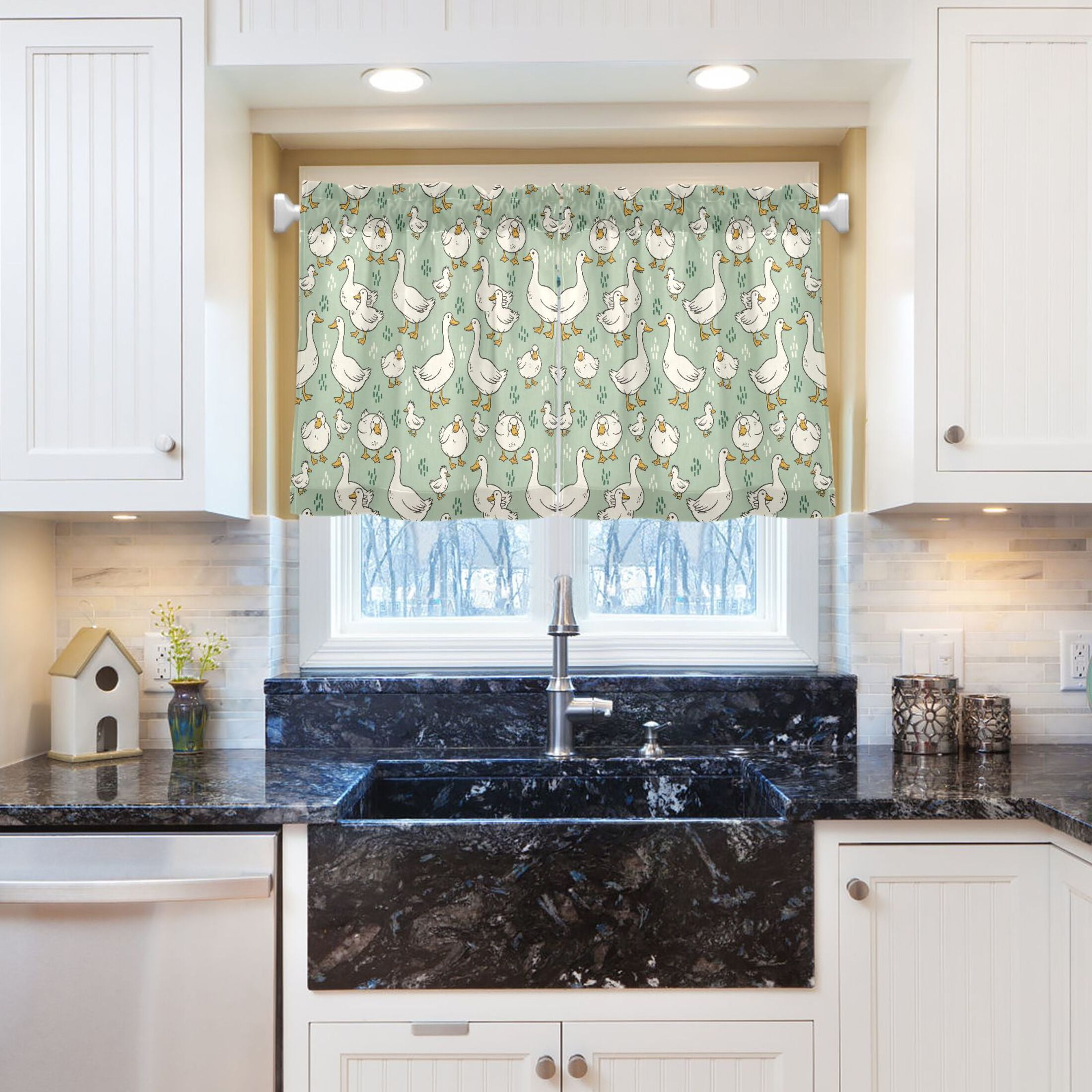Linen Kitchen Curtains Cute Goose Tier Curtains Tier Kitchen Living Room Bedroom Balcony 2 Panels 27x36 Inch