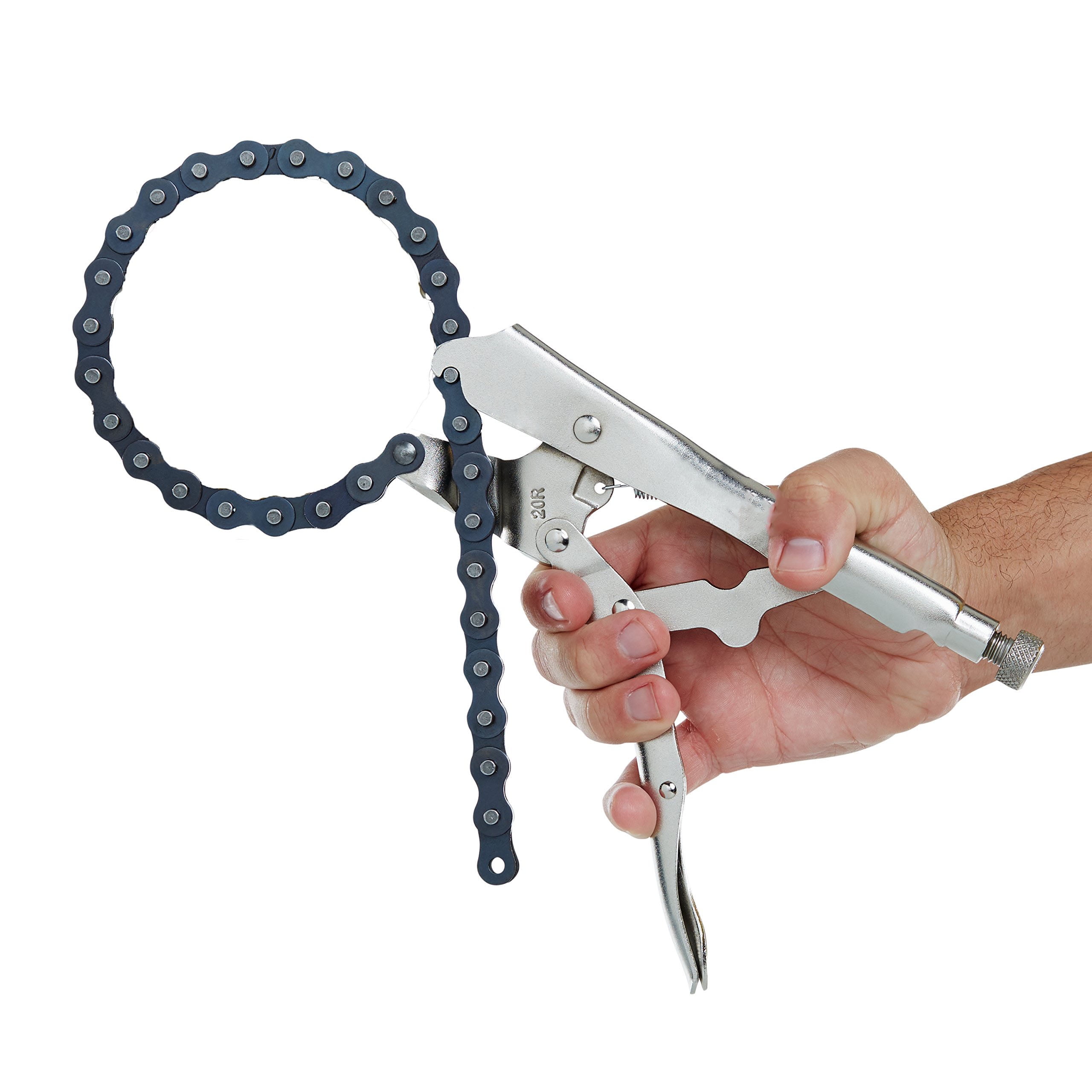 9 Inch Locking Chain Clamp, Heavy Duty Chain Vise Grip, Locking Chain Pliers Chain Vise Wrench for Any Shaped Objects, Sliver