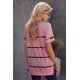 thumbnail image 1 of ABPHQTO Camiseta Casual Mujer Rayas Tie-dye Rosa, 1 of 5