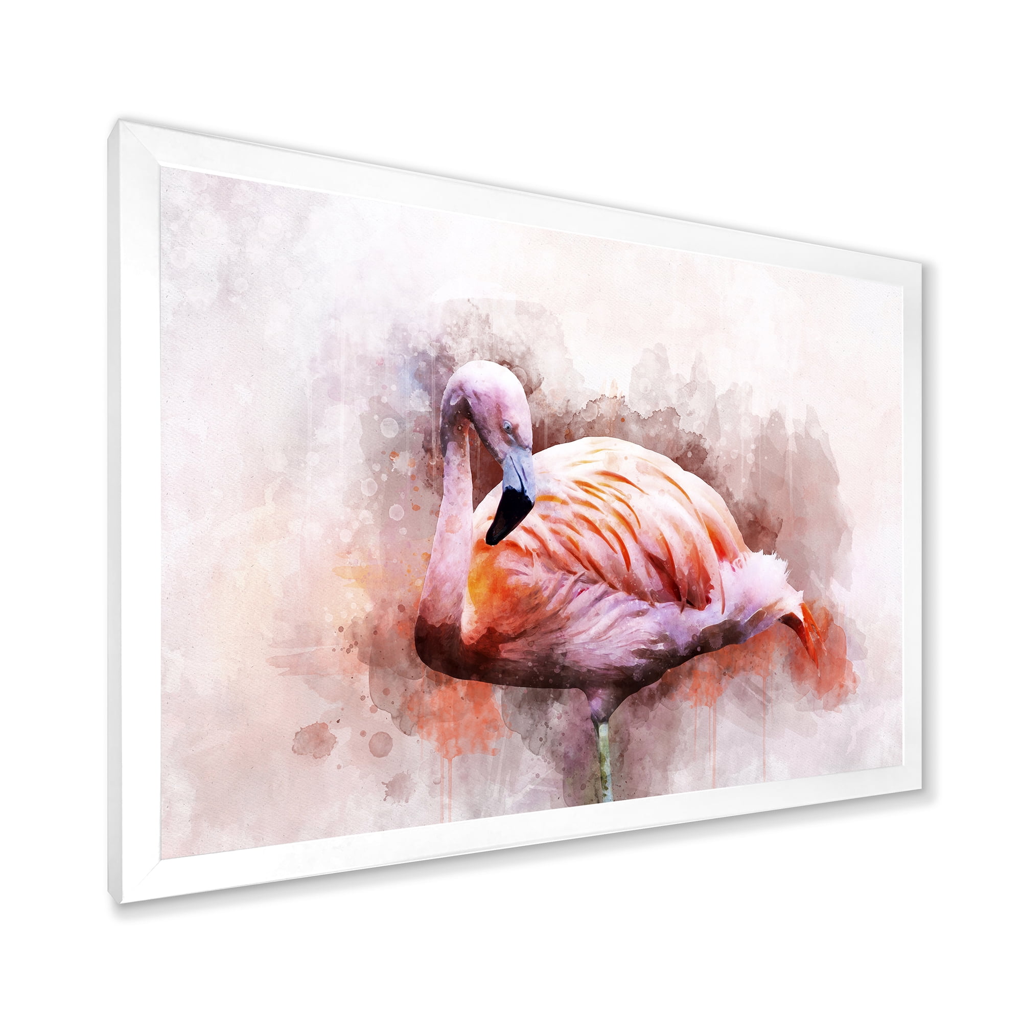 Designart 'Abstract Portrait of Pink Flamingo III' Farmhouse Framed Art Print
