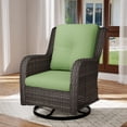 thumbnail image 3 of MeetLeisure 1 PCS Outdoor Swivel Rocker Patio Chair, Wicker Furniture with High Back, Deep Seating, Wide Armrest, Thick Cushions for Deck Porch, Green, 3 of 11