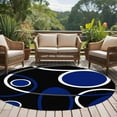 thumbnail image 5 of Abstract Geometric Lines Washable Area Rug&nbsp;6 ft Circular Texture Blue Black Retro Soft Round&nbsp;Rugs for Living Room, Non Slip Carpet for Bedroom&nbsp;Entryway Dining Room, 5 of 9