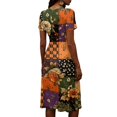 thumbnail image 5 of Halloween Dresses for Women Bat V Neck Ghost Vintage Wrap Dresses Witch Hat Short Sleeve Fall Wedding Guest Dress 2XL, 5 of 5