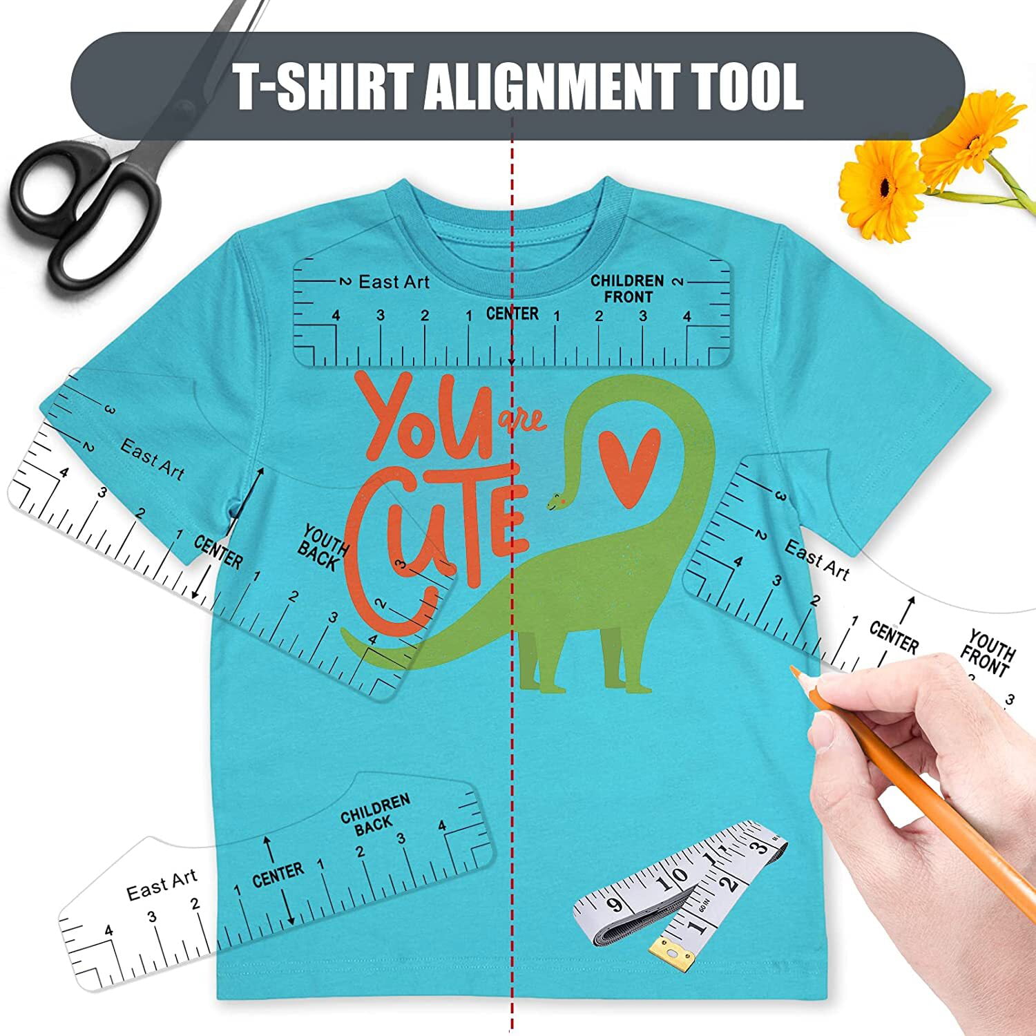 Koogel 8 Pcs Tshirt Ruler, T-Shirt Alignment Guide Tool Tshirt