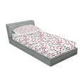 thumbnail image 2 of Ambesonne Geometric Fitted Sheet & Pillow Sham Set, Red Zig Zags Chevron, Twin, Hot Pink Grey White, 2 of 2
