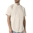 thumbnail image 1 of Chemise à Manches Courtes Texturée pour Hommes, Col Rond Décontracté, Tissu Extensible Respirant pour l'Été et Usage Quotidien, 1 of 4