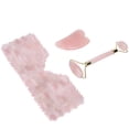 thumbnail image 4 of Almohadilla para ojos de cuarzo rosa, rodillo para masaje facial, tablero raspador, conjunto de Jade Natural, suministros hechos a mano, 4 of 8