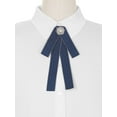 thumbnail image 4 of INSPIRE CHIC Women's Bow Brooches Pre-Tied Ribbon Brooch Pin Bow Tie Navy Blue, 4 of 4