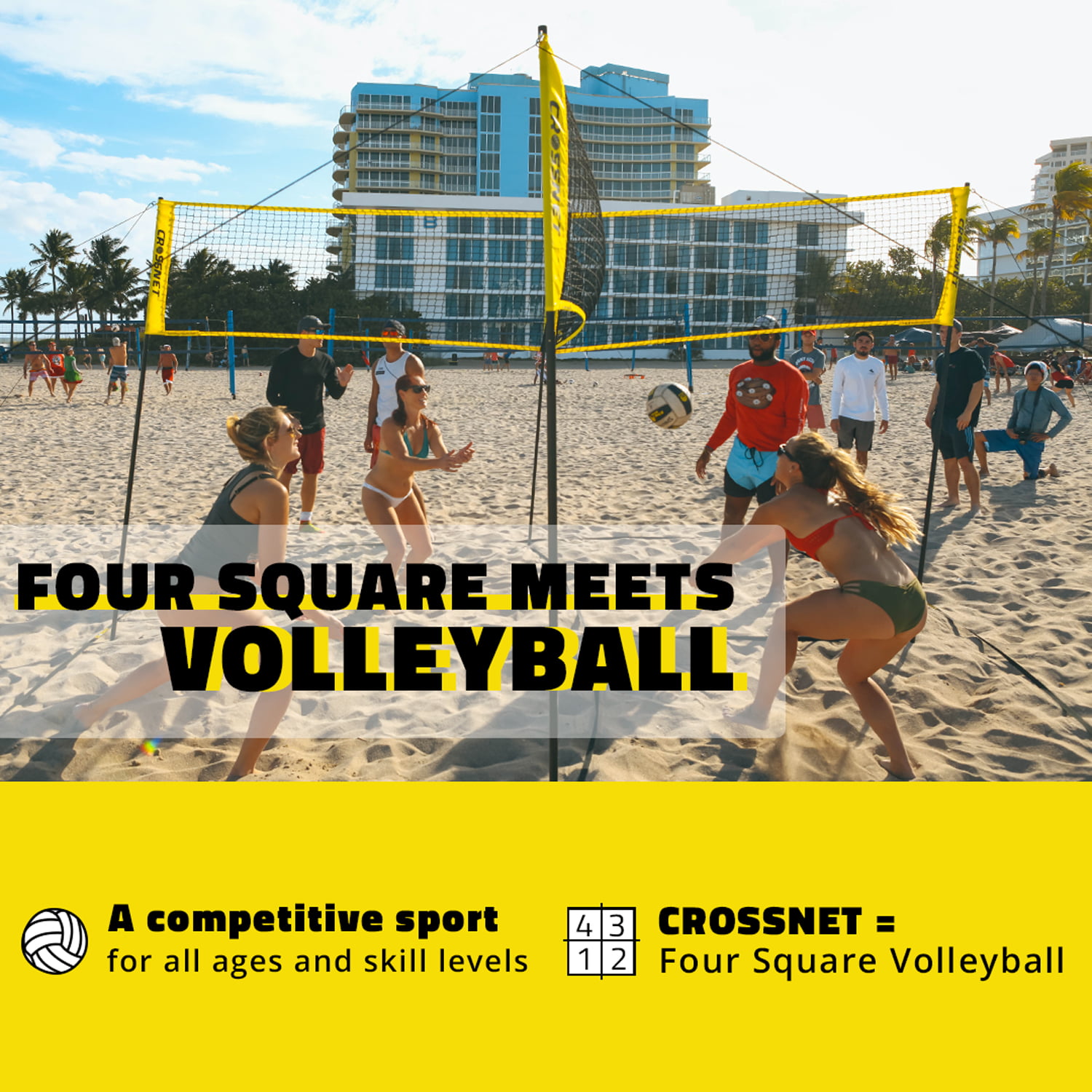 CROSSNET Four Square Volleyball Net and Game Set for sale online 