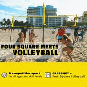 CROSSNET Four Square Volleyball Net and Game Set with Carrying Backpack & Ball