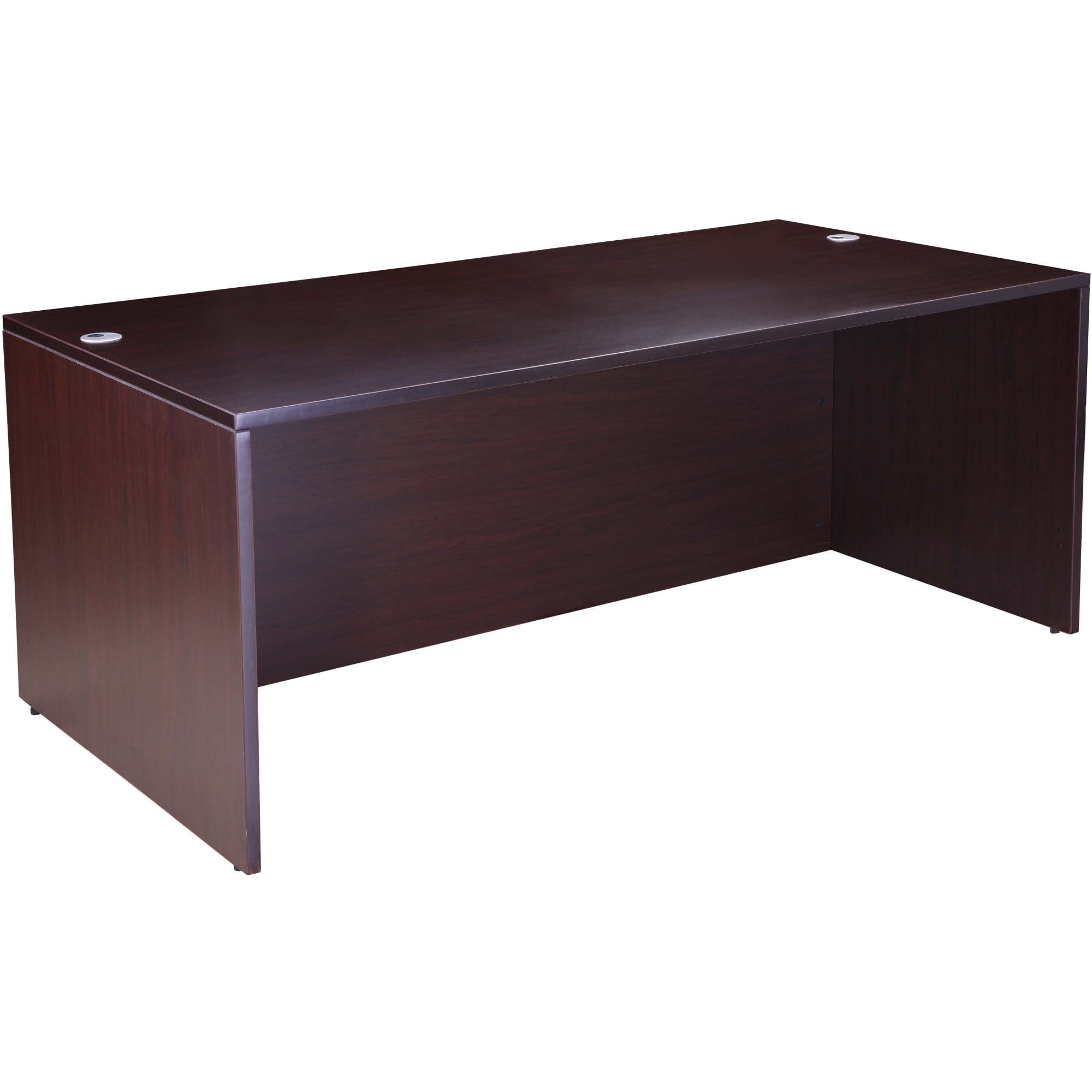 Boss Office Products U-Shape Desk Credenza with Pedestal and Hutch in Mocha