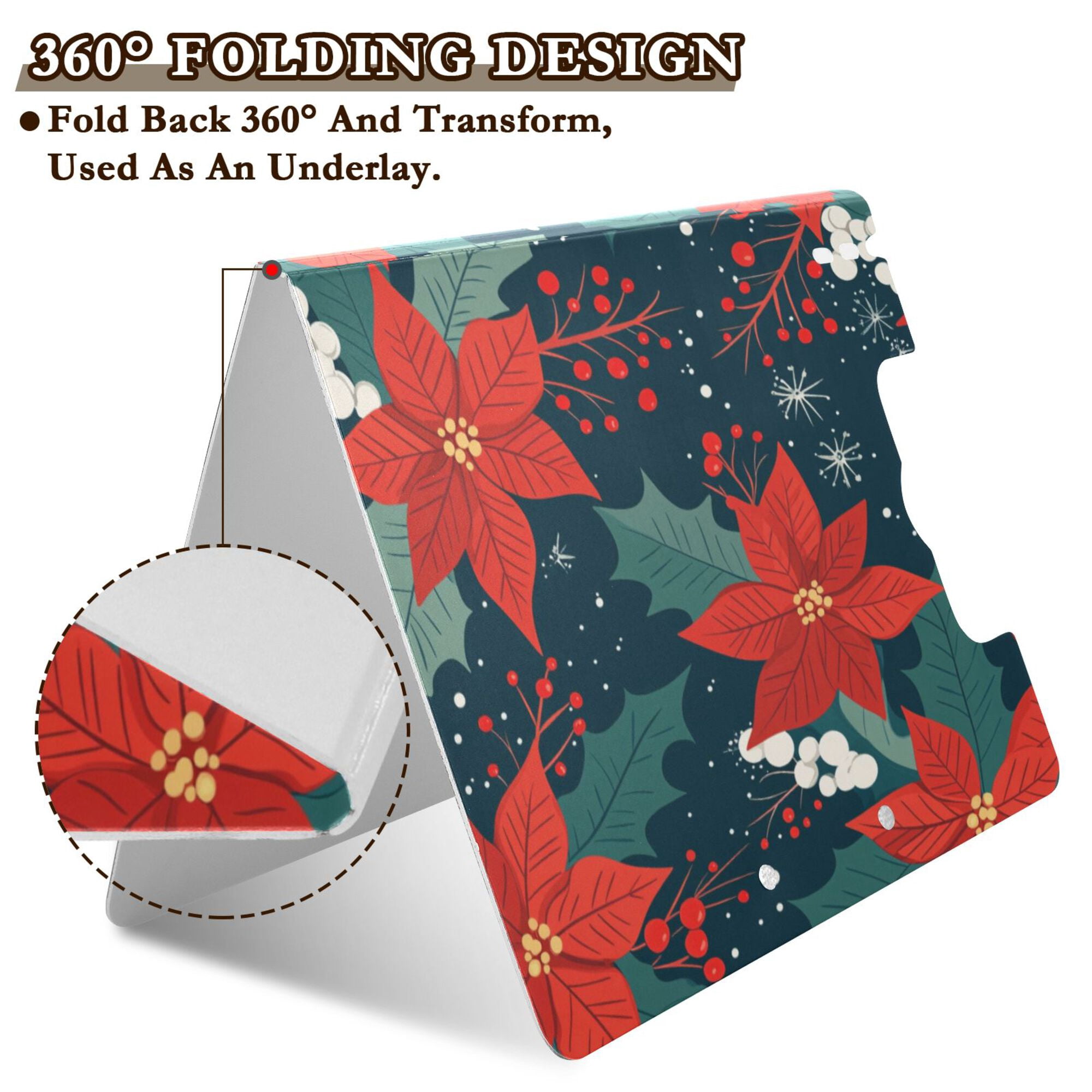 FORMRS A4 Clipboard Folder with Pen Holder Horizontal Foldable School Office Binder, Christmas Berries