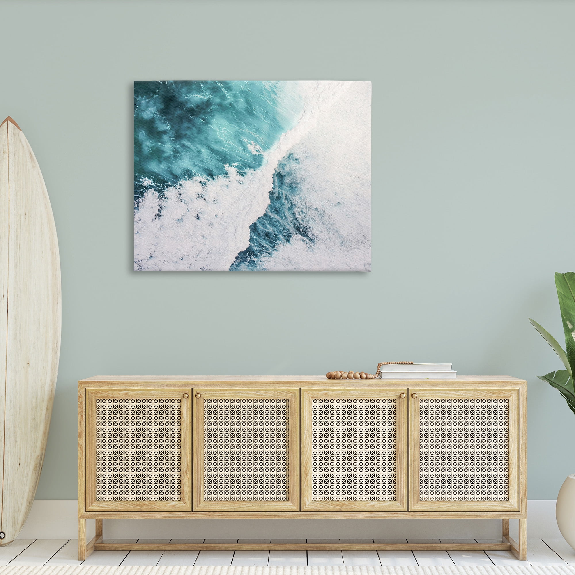 Stupell Industries Asymmetrical Splashing Waves Landscape Photography Gallery Wrapped Canvas Art Print Wall Art, 48 x 36