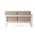 thumbnail image 5 of Melissa Outdoor Aluminum U-Shaped Sofa Sectional and Table Set, Silver and Khaki, 5 of 17