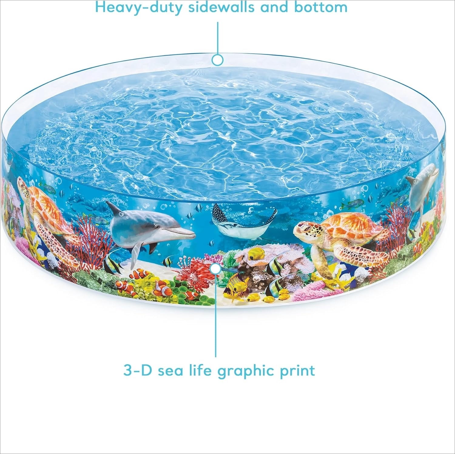 Deep Sea Blue 8 Feet x 18 Inch SnapSet Instant Round Plastic Above Ground Swimming Kiddie Pool for Ages 3 Years and Up, Blue