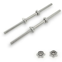 Sunny Health & Fitness Standard 24” Threaded Chrome Dumbbell Bar Set with Star-Lock Collars - SF-SB01-24