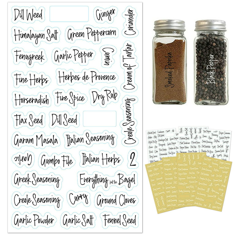 Neatsure 400 Minimalist Spice Labels, Preprinted Stickers Booklet, Black  Text on White Waterproof Matte Backing, Herb Seasoning Spice Jars Rack