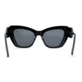 thumbnail image 4 of Womens Mod Cat Eye Thick Plastic Fashion Sunglasses All Black, 4 of 4