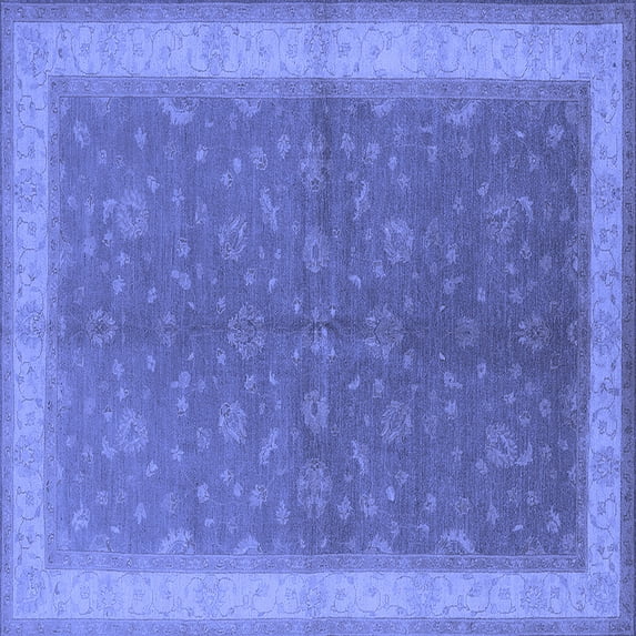 Ahgly Company Machine Washable Indoor Square Oriental Blue Industrial Area Rugs, 8' Square