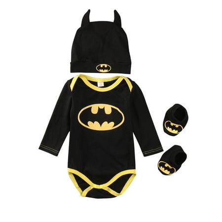 

Imcute Newborn Baby Boys Batman Romper Clothes Shoes Hats 3pcs Outfits