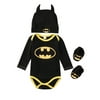 Newborn Toddler Baby Boys Clothes Romper Bodysuit Shoes Hat Batman Outfits Set