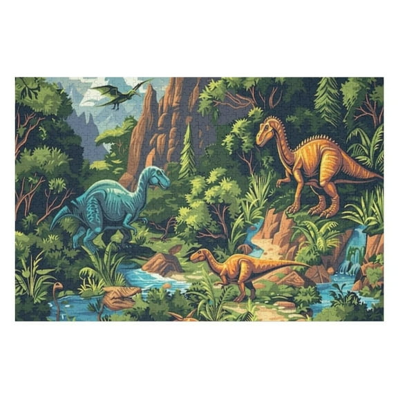 Puzzles for Adults 300 Pieces - Dinosaur World Unique Artwork Jigsaw Puzzle, Large Piece Puzzle, Great for Beginners, Gifts for Loved Ones
