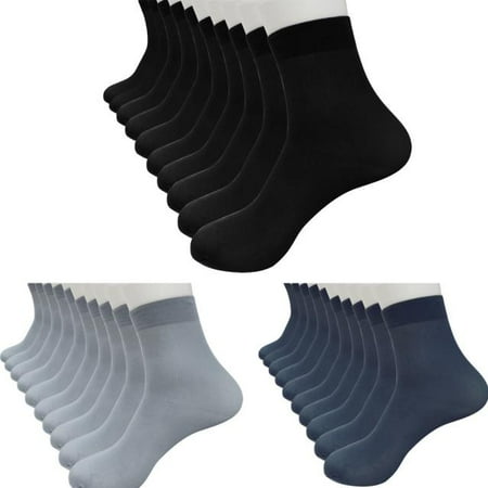 

LINMOUA 10 Pairs Bamboo Fiber Ultra-thin Elastic Silky Short Silk Stockings Men Socks Black