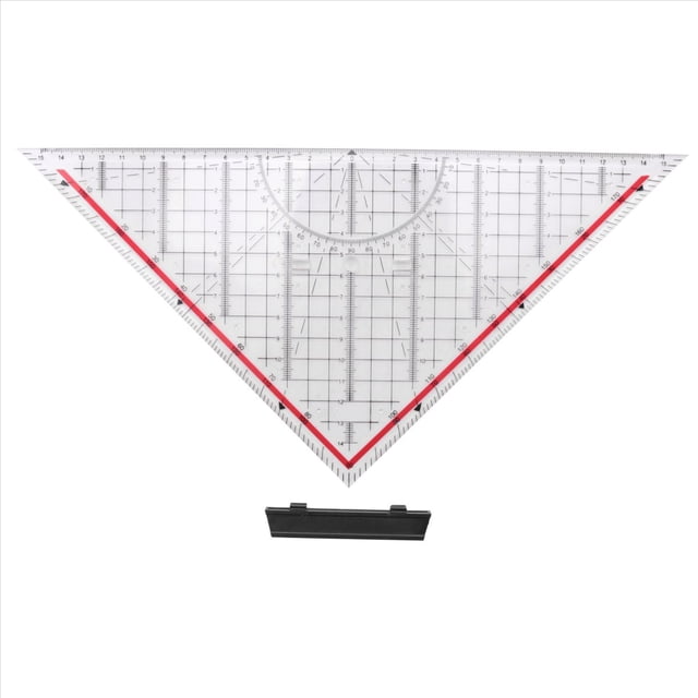 Regla triangular multifuncional de 30 cm con mango y transportador. Material de medición.