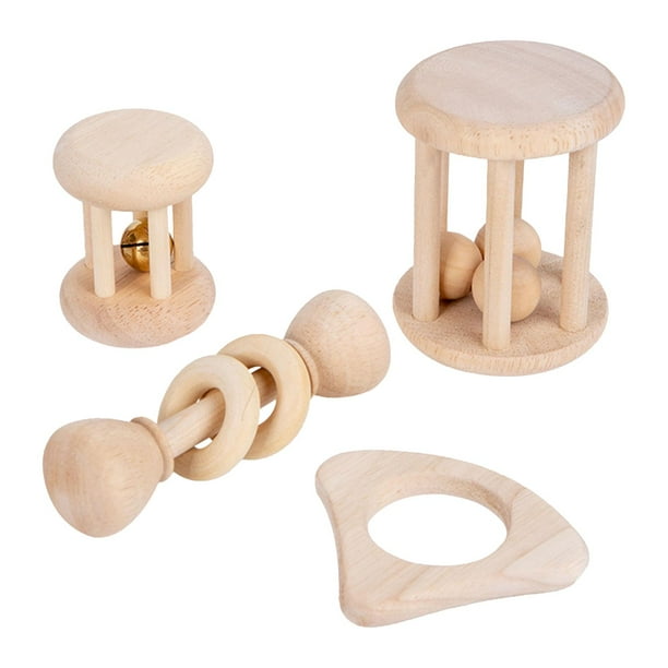 4 Piezas De Juguetes De Madera Para Bebés, Juguetes De Sonajero De Madera De Coordinación Para Niños Y Bebés