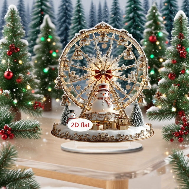 Adornos navideños, regalos navideños, árbol de Navidad, Papá Noel, muñeco de nieve, adorno, 2D, plano, regalo navideño, serie dorada, artesanía decorativa.